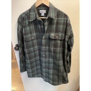 Carhartt Medium Weight Old School Flannel Green Plaid WorkShirt 14806 Men's Lg